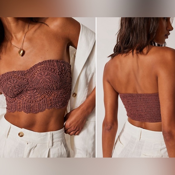FREE PEOPLE FP One Lumi Bandeau SIZE MEDIUM LACE STRAPLESS BRA TOP - Picture 2 of 2